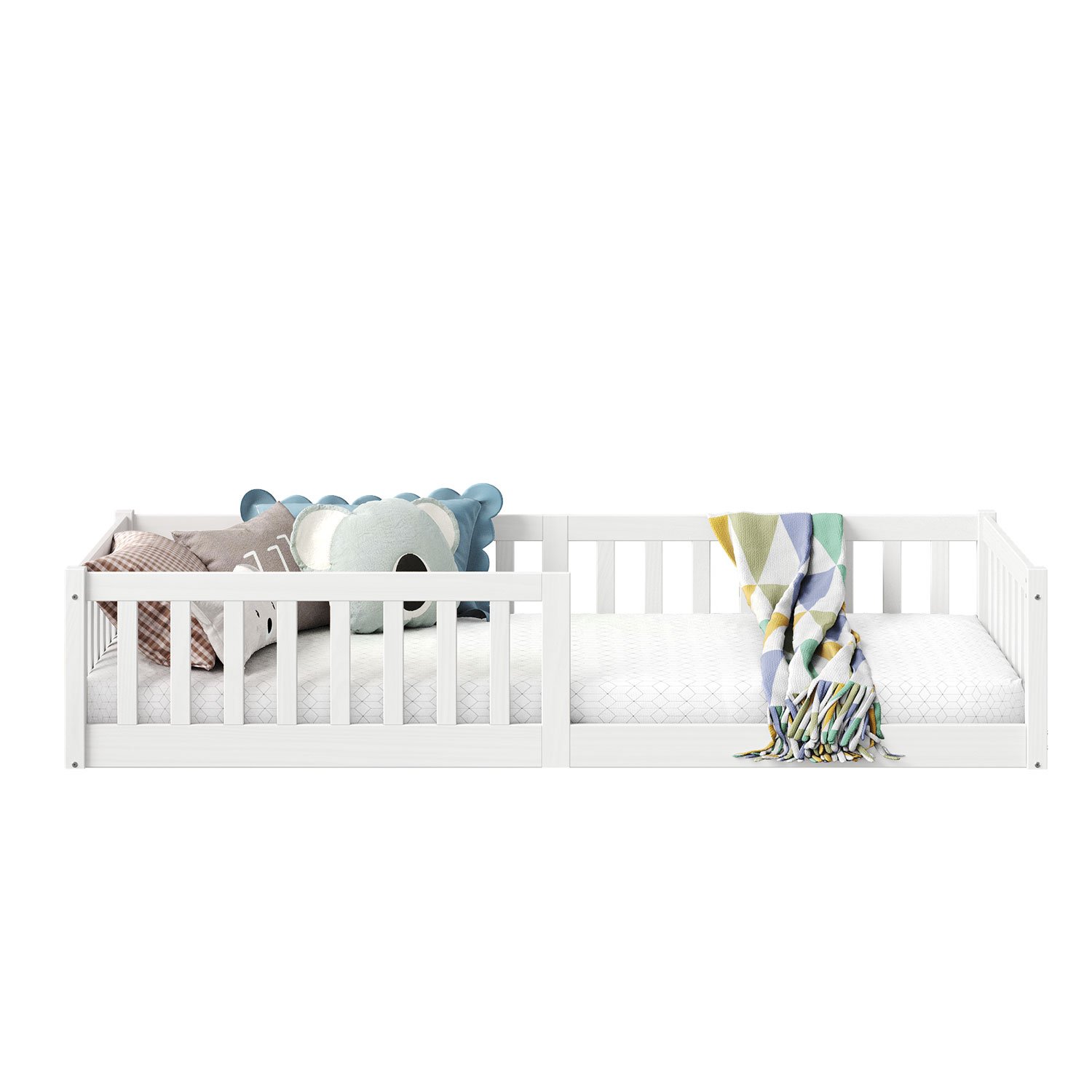 Cama Montessoriana Infantil Branco Grades de Proteção Lateral Gustavo - 10