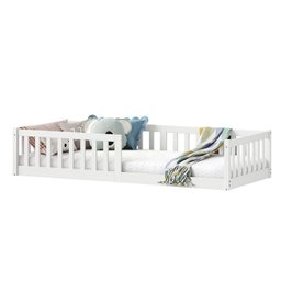 Cama Montessoriana Infantil Branco Grades de Proteção Lateral Gustavo - 9