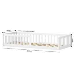 Cama Montessoriana Infantil Branco Grades de Proteção Lateral Gustavo - 7