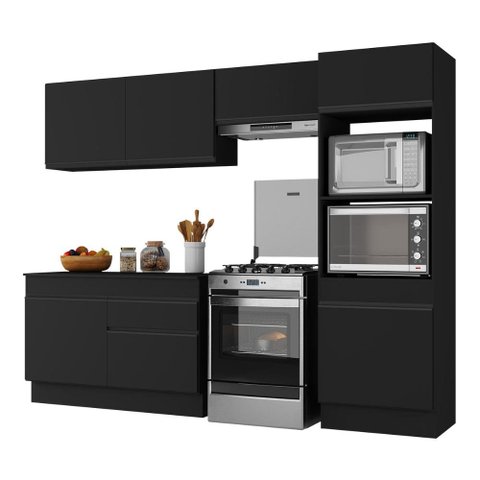Armário de Cozinha Compacta 4 Peças com Rodapé Mp2193 Made Multimóveis Preto