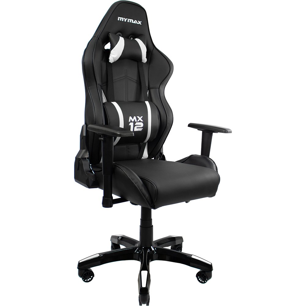 Cadeira Gamer MX12 de escritório Giratoria MYMAX:Preto/Branco/Único - 2