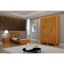 Ver imagem 2 de Guarda Roupa Solteiro Recife New 4 Portas de Bater 2 Gavetas MDF MDP Cinamomo Leifer Móveis