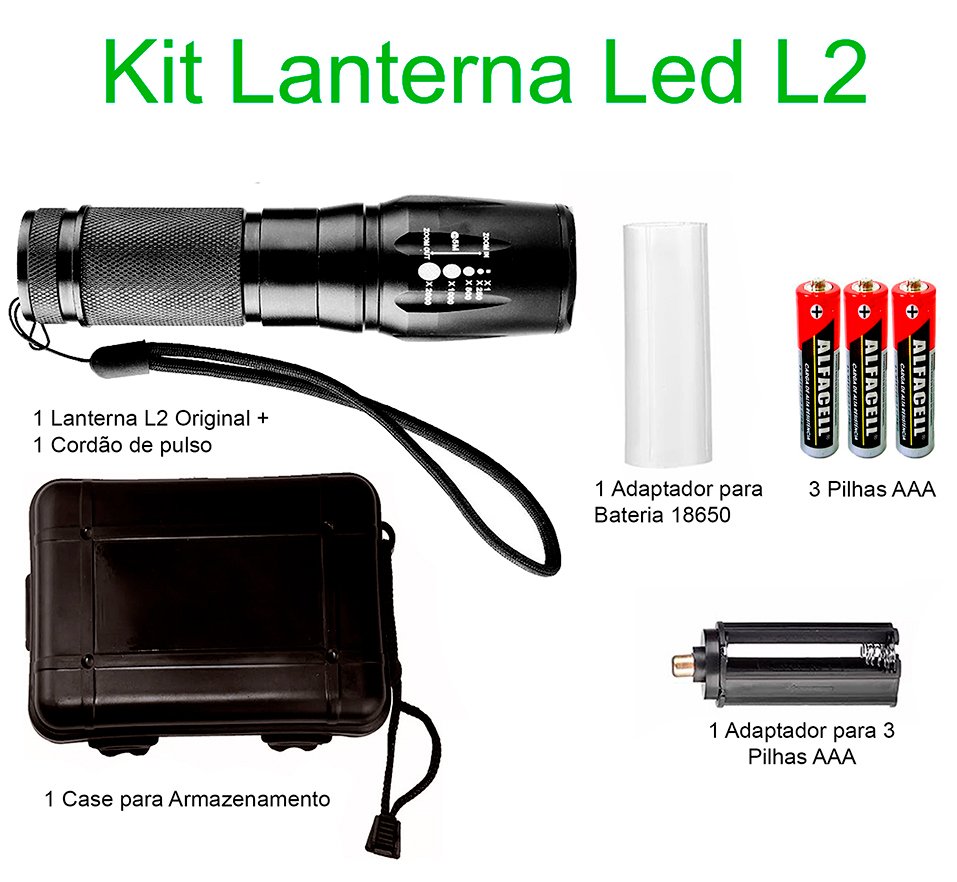 Lanterna  LED Original L2 C/ 2.600.000Lumens Na Caixa Recarregável Com Zoom - 4