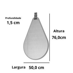 Espelheira Gota 76x50cm em Mdf e Suporte em Couro Titanium - 4