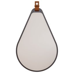 Espelheira Gota 76x50cm em Mdf e Suporte em Couro Titanium - 1