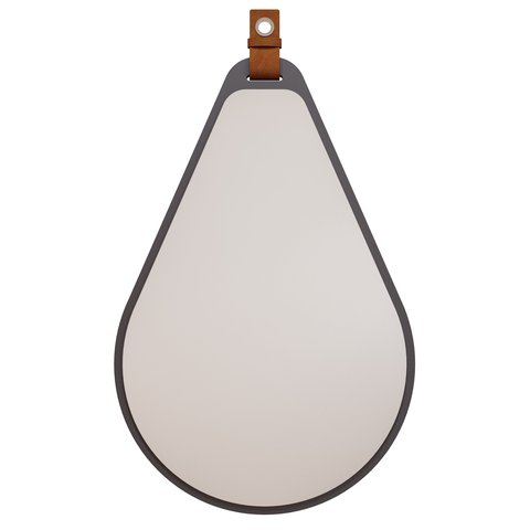 Espelheira Gota 76x50cm em Mdf e Suporte em Couro Titanium