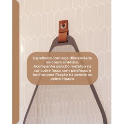 Espelheira Gota 76x50cm em Mdf e Suporte em Couro Titanium - 5