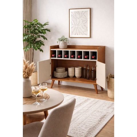 Buffet Aparador Adega 2 Portas Retrô Itália 90cm Arbo Design