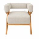 Ver imagem 6 de Poltrona Decorativa Mirela Linho Design Moderno Pés Madeira:Bege