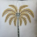 Ver imagem 4 de Almofada Linho Bordada Coqueiro Dourado 45x45cm Com Enchimento