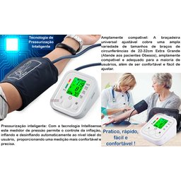 Medidor de Pressão Arterial Digital Automático de Braço com Voz Portugues e Tela Lcd - 10