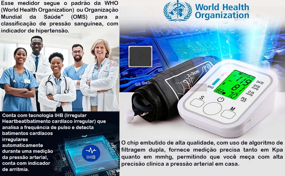 Medidor de Pressão Arterial Digital Automático de Braço com Voz Portugues e Tela Lcd - 9