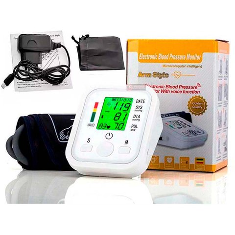 Medidor de Pressão Arterial Digital Automático de Braço com Voz Portugues e Tela Lcd