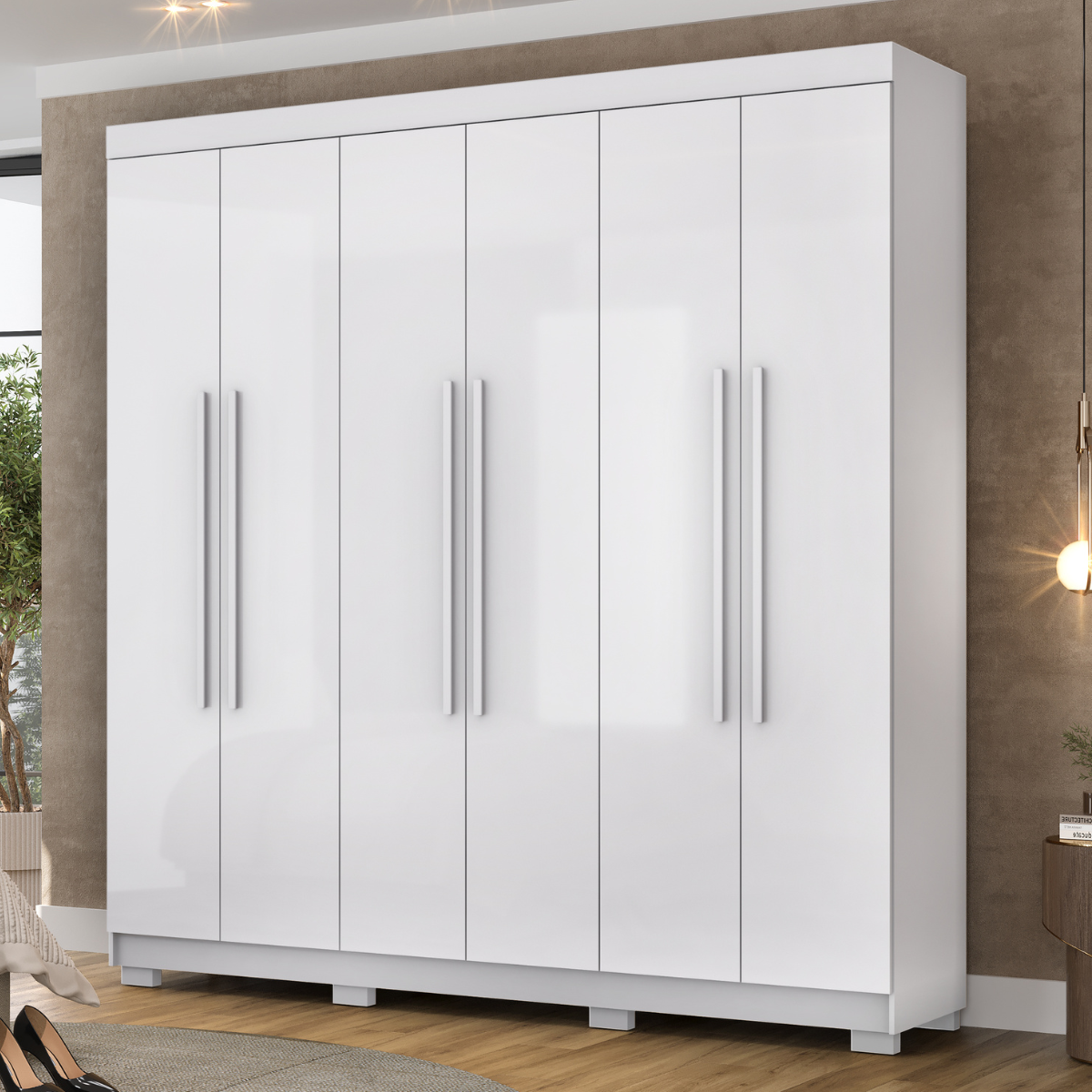 Guarda Roupa Casal 6 Portas Elegance Branco sem Espelho Móveis Vila Rica - 2