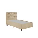 Ver imagem 3 de Kit Cama Box Solteiro e Cabeceira em Madeira Maciça Estofada Espresso Móveis Bege/Veludo