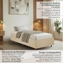 Ver mais imagens de Kit Cama Box Solteiro e Cabeceira em Madeira Maciça Estofada Espresso Móveis Bege/Veludo