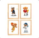 Ver imagem 1 de Kit Quadro Infantil Urso Esportista Decorativo Quarto Menino Criança Enxoval Bebê