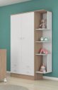 Ver imagem 1 de Guarda Roupa Infantil 2 Portas Com Cantoneira e Nicho 2 Gavetas Doce Sonho Branco / Carvalho