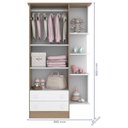 Ver imagem 5 de Guarda Roupa Infantil 2 Portas Com Cantoneira e Nicho 2 Gavetas Doce Sonho Branco / Carvalho