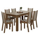 Ver imagem 3 de Conjunto Sala de Jantar Elóra Mesa Tampo de Vidro 6 Cadeiras Rustic/Crema/Floral Hibiscos Madesa