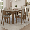 Ver imagem 1 de Conjunto Sala de Jantar Elóra Mesa Tampo de Vidro 6 Cadeiras Rustic/Crema/Floral Hibiscos Madesa