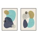 Ver imagem 1 de kit com 2 Quadros Decorativos Abstratos com Moldura e Vidro para Sala Quarto Escritório e Clínica 72