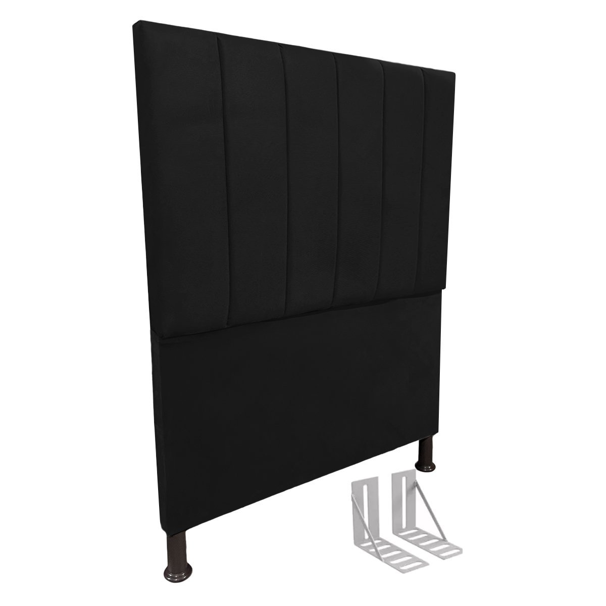 Cabeceira de Cama Box Solteiro + Frame 80cm Estofada Laur Pt - 1