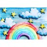 Fundos Fotografico Backdrop Newborn em tecido 1x1,5m Arco iris pintado a mão P295 - 1