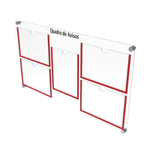 Quadro de Avisos em Acrílico 5 Folhas Colorido Idealle Acrilicos 4H1V Vermelho Brilhante - 6