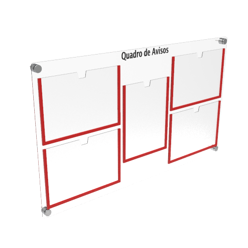 Quadro de Avisos em Acrílico 5 Folhas Colorido Idealle Acrilicos 4H1V Vermelho Brilhante - 7