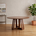 Ver imagem 1 de Mesa de Jantar 6 Lugares Redonda Madeira Maciça Cecília Marrom/Amêndoa