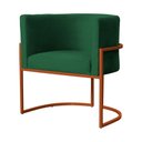 Ver imagem 2 de Poltrona Decorativa Luana Veludo Verde Base Bronze - Fm