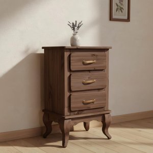 Cômoda Rústica Pequena Retro 3 Gavetas Pés Luís Xv Imbuia