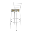 Ver imagem 3 de Jogo 2 Banqueta Alta Para Cozinha Epoxi Branca Estofado Floral Floral