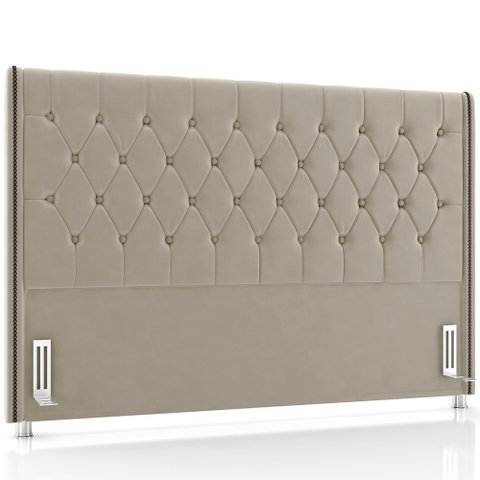 Cabeceira Cama Box Queen 160cm Estofada Frizza P05 Veludo Bege - Lyam Decor
