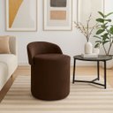 Ver imagem 2 de Puff Encosto Confortável Sala Estilo Moderno Redondo Suede:marrom
