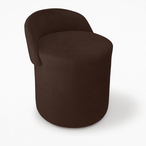 Puff Encosto Confortável Sala Estilo Moderno Redondo Suede:marrom