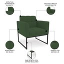 Ver imagem 5 de Sofá Namoradeira e 1 Poltrona Base Industrial Preto Ana Veludo Verde - Ibiza