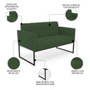 Ver imagem 3 de Sofá Namoradeira e 1 Poltrona Base Industrial Preto Ana Veludo Verde - Ibiza