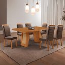 Ver imagem 1 de Mesa de Jantar Carolina 180cm Tampo MDF Canto Copo Laminado com 6 Cadeiras Lorena