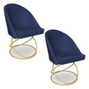 Ver imagem 1 de Kit 02 Cadeiras Poltrona de Jantar Bela Suede Base Metálica Luxo Dourado - Pallazio
