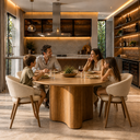 Ver imagem 6 de Mesa de Jantar 150cm 6 Lugares Redonda Rustico Sala Area Gourmet Moderna Organica MDF Madeira