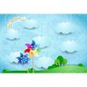 Fundos Fotografico Backdrop Newborn em tecido 1x1,5m Catavento e ceu de nuvens P435 - 1