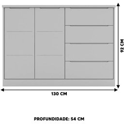 Conjunto Quarto Infantil Pérola com Guarda Roupa 3 Portas 4 Gavetas e Cômoda Cinza - Phoenix Baby - 8
