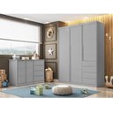 Ver imagem 1 de Conjunto Quarto Infantil Pérola com Guarda Roupa 3 Portas 4 Gavetas e Cômoda Cinza - Phoenix Baby