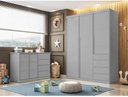 Ver imagem 1 de Conjunto Quarto Infantil Pérola com Guarda Roupa 3 Portas 4 Gavetas e Cômoda Cinza - Phoenix Baby