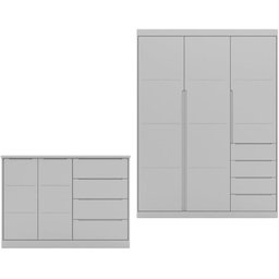 Conjunto Quarto Infantil Pérola com Guarda Roupa 3 Portas 4 Gavetas e Cômoda Cinza - Phoenix Baby - 2