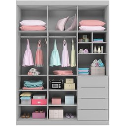 Conjunto Quarto Infantil Pérola com Guarda Roupa 3 Portas 4 Gavetas e Cômoda Cinza - Phoenix Baby - 4