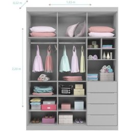 Conjunto Quarto Infantil Pérola com Guarda Roupa 3 Portas 4 Gavetas e Cômoda Cinza - Phoenix Baby - 5