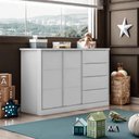 Ver imagem 7 de Conjunto Quarto Infantil Pérola com Guarda Roupa 3 Portas 4 Gavetas e Cômoda Cinza - Phoenix Baby